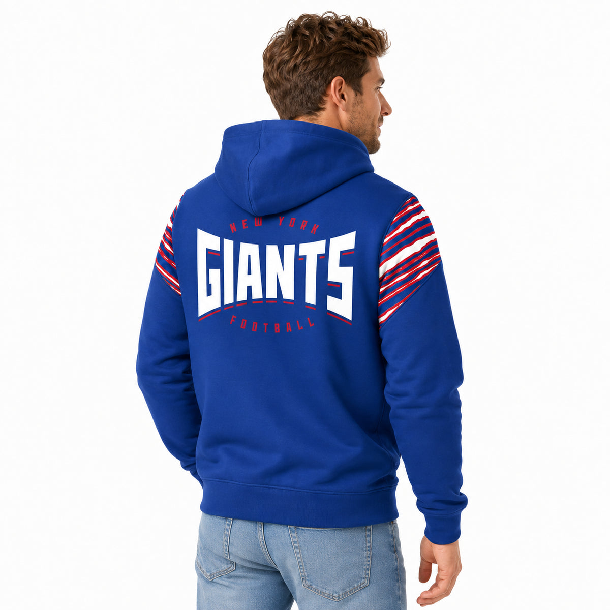 Zubaz NFL New York Giants Men's 3 Color Zebra Bands and Hood-Liner Play Action Full-Zip Hoodie