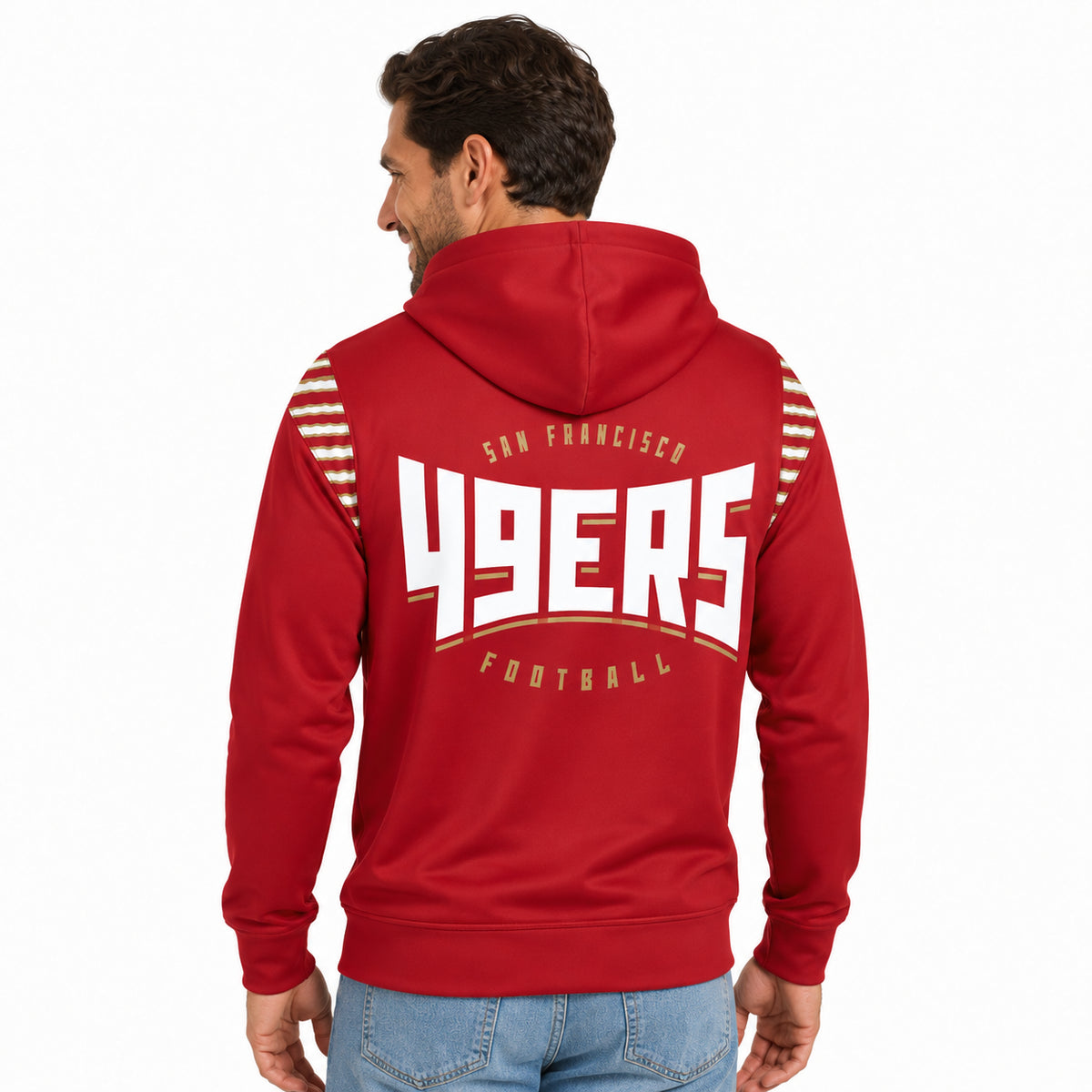 Zubaz NFL San Francisco 49ers Men's 3 Color Zebra Bands and Hood-Liner Play Action Full-Zip Hoodie
