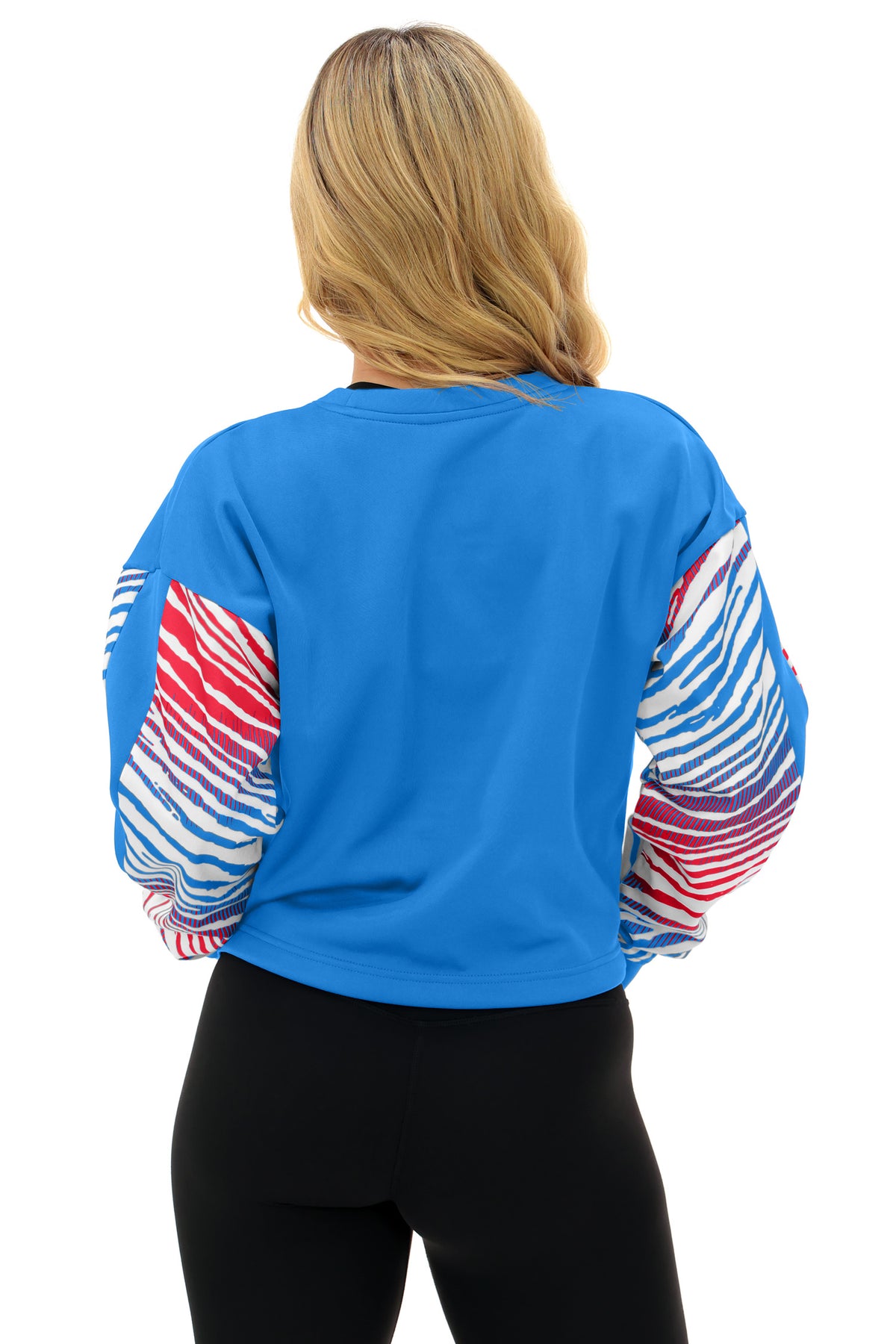 Zubaz NFL Tennessee Titans Women's Zebra Ombre-Sleeve Classic Arch Crop Top