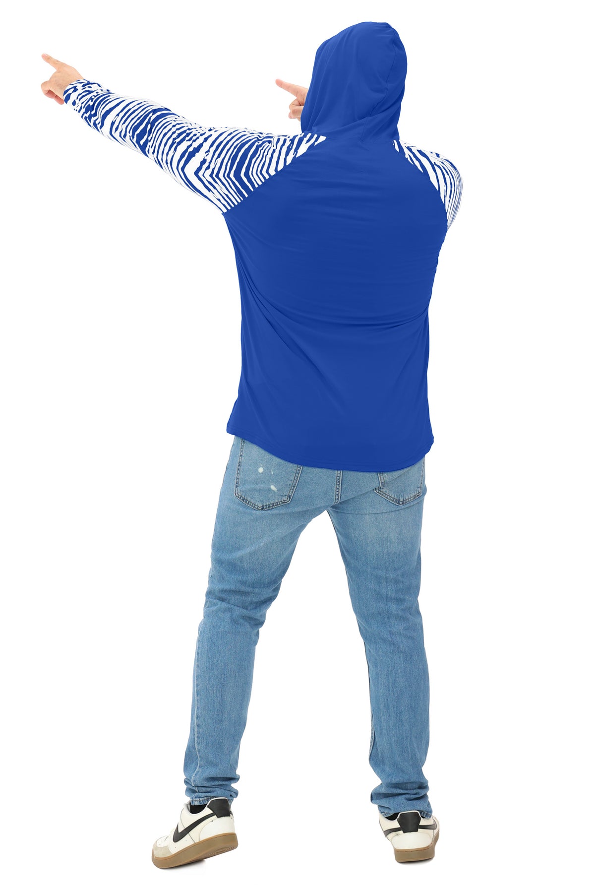 Zubaz NFL Indianapolis Colts Men's Formation 3 Color Zebra Sleeves Lightweight Hoodie