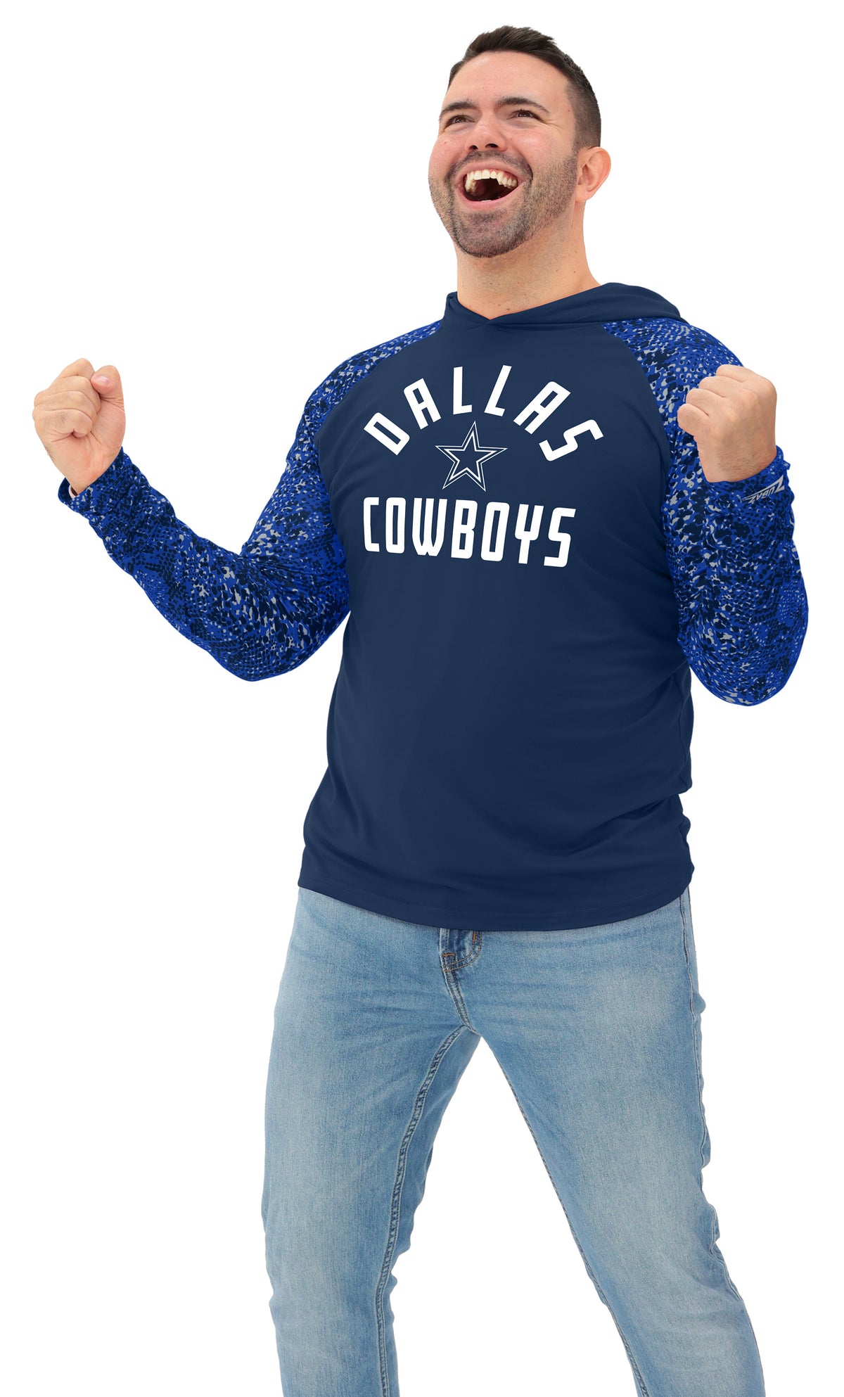 Zubaz NFL Dallas Cowboys Men's Formation Post Sleeves Lightweight Hoodie