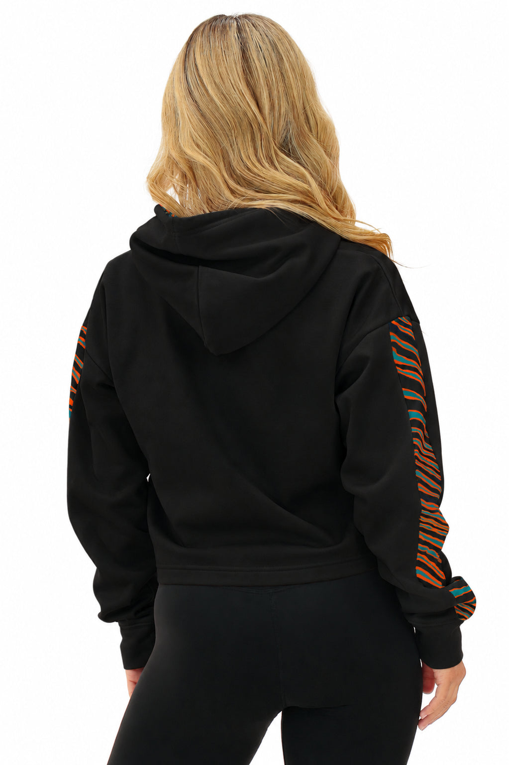 Zubaz NFL Women's Rivalry Pull Over Crop Top Hoodie - Miami Dolphins