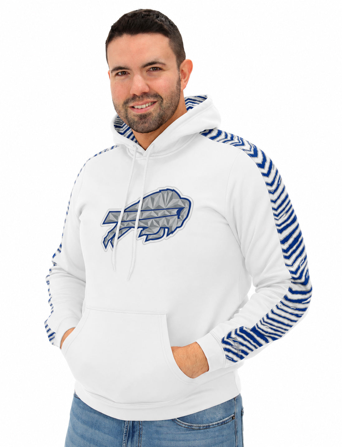 Zubaz NFL Men's Rivalry Zebra Sleeve Fleece Hoodie, Buffalo Bills