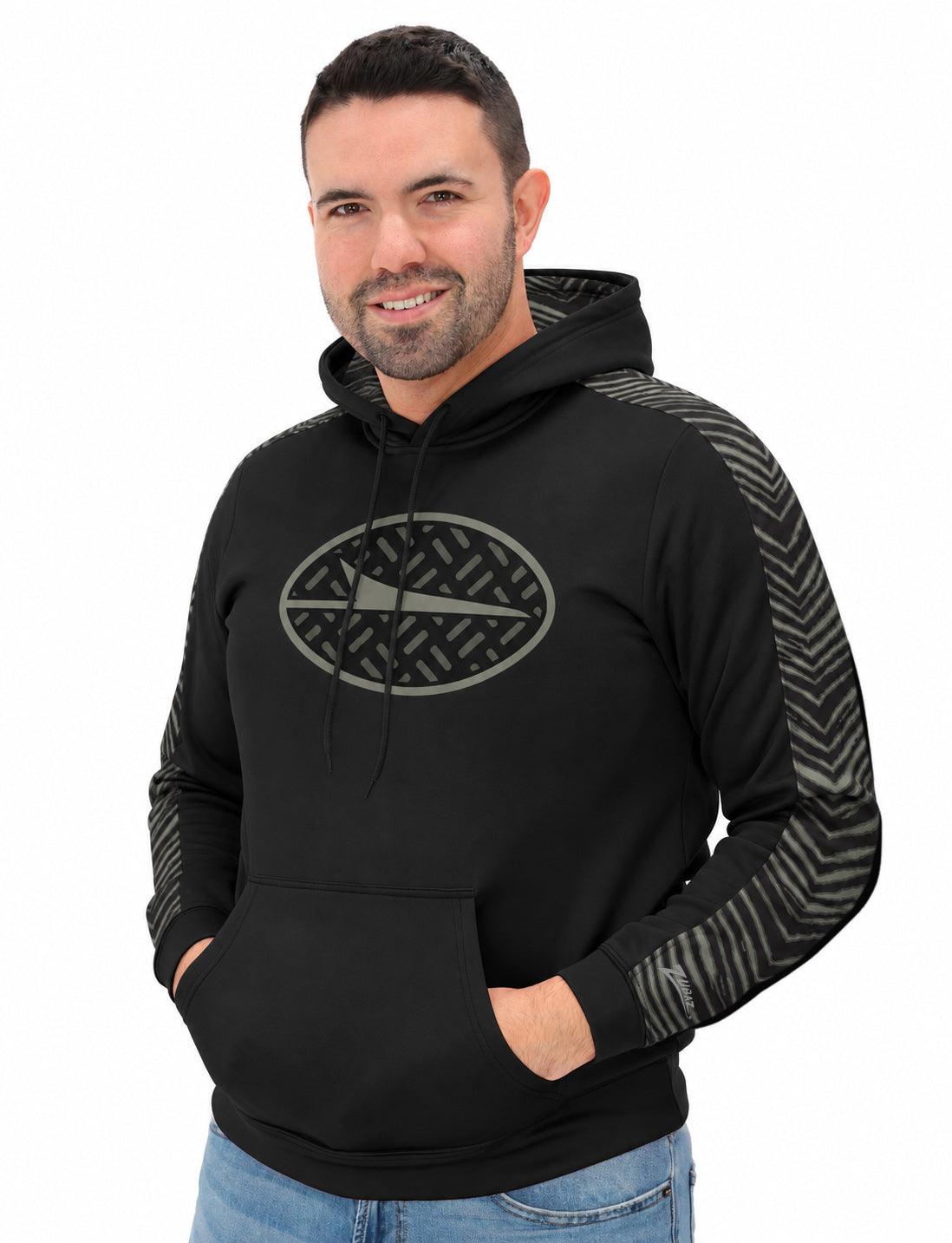 Zubaz NFL Men's Rivalry Zebra Sleeve Fleece Hoodie, New York Jets