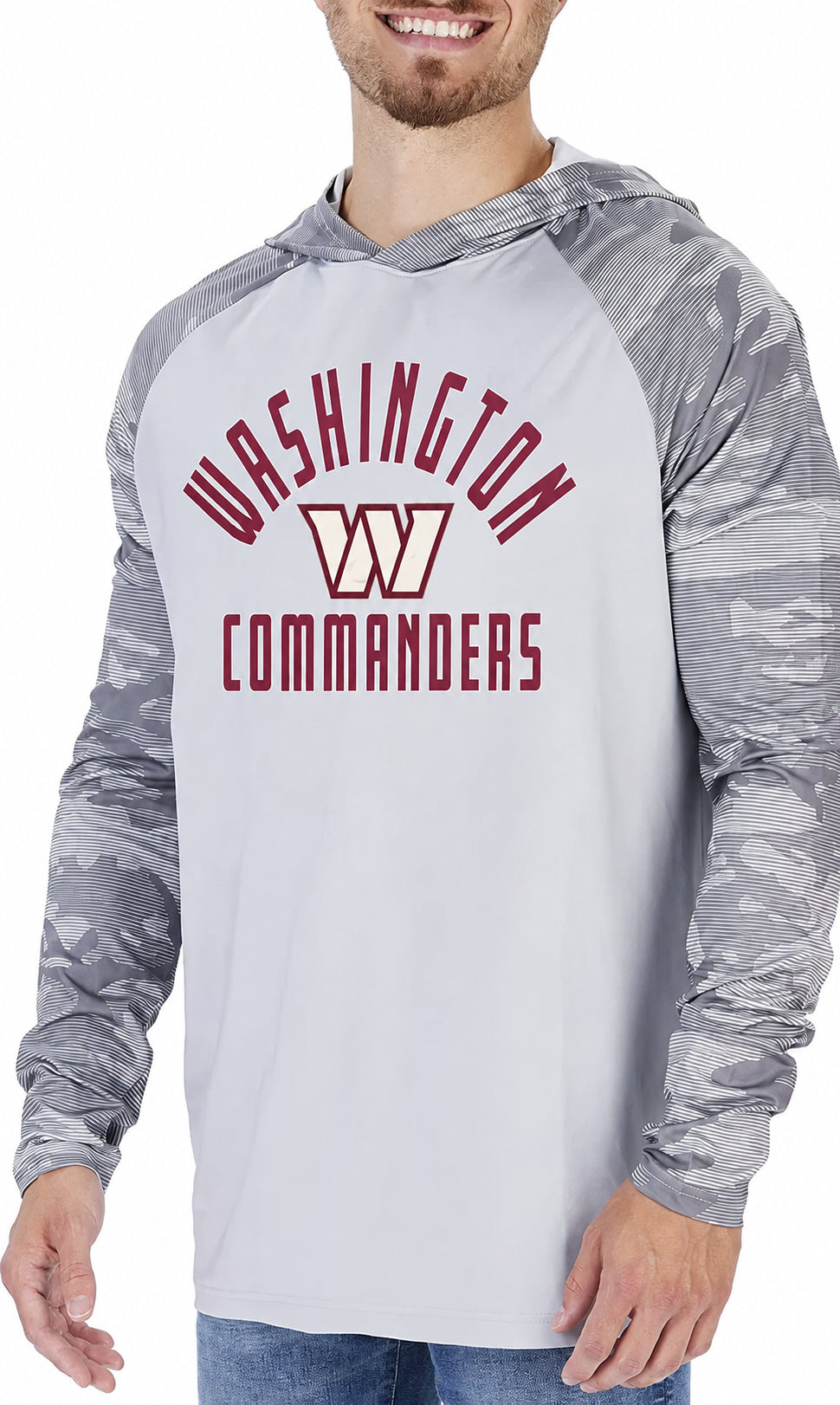 Zubaz NFL MEN Formation Camo Line Sleeves Lightweight Hoodie, WASHINGTON COMMANDERS