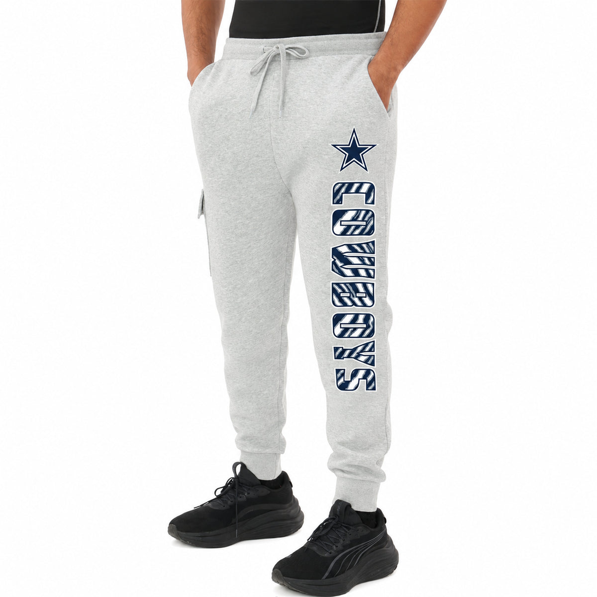 Zubaz NFL Dallas Cowboys Men's Gray 3 Color Upright Zebra Cargo Joggers
