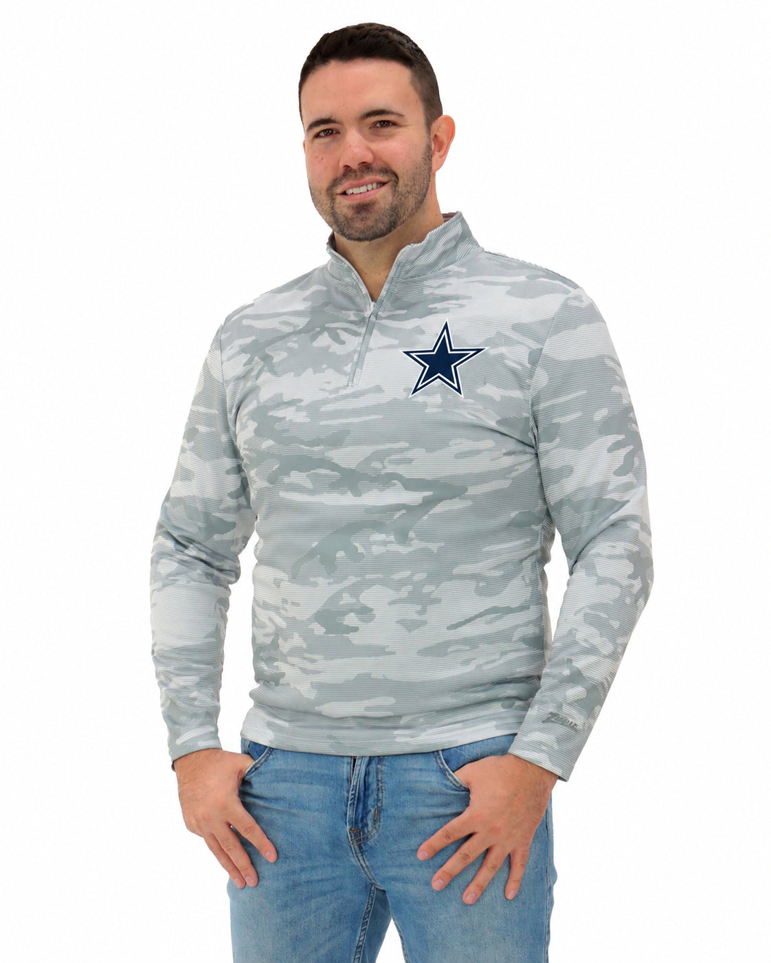 Zubaz NFL Dallas Cowboys Men's Tonal Camo Line 1/4-Zip Top