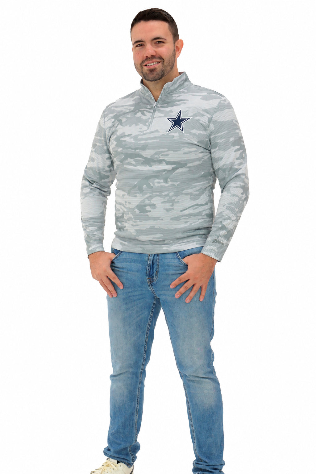 Zubaz NFL Dallas Cowboys Men's Tonal Camo Line 1/4-Zip Top