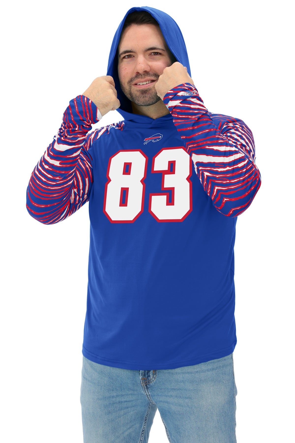 Zubaz NFL Legends Andre Reed Buffalo Bills Men's Legends Zebra Lightweight Hooded Tee