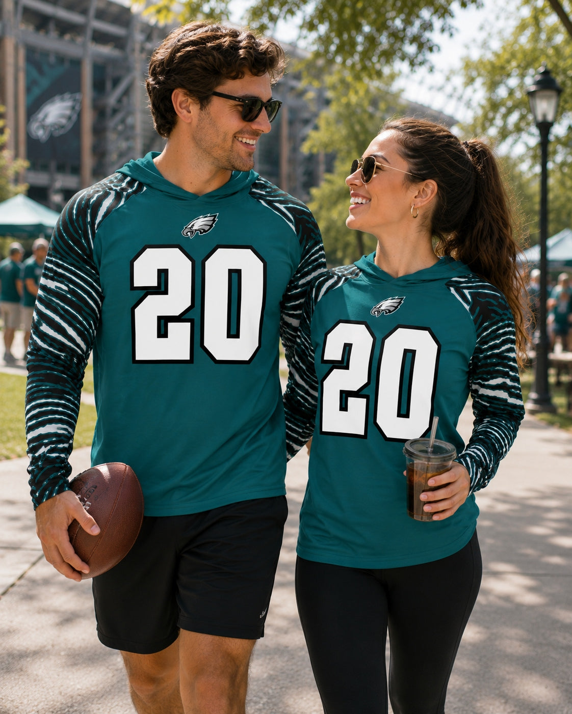 Zubaz NFL Legends Brian Dawkins Philadelphia Eagles Men's Legends Zebra Lightweight Hooded Tee