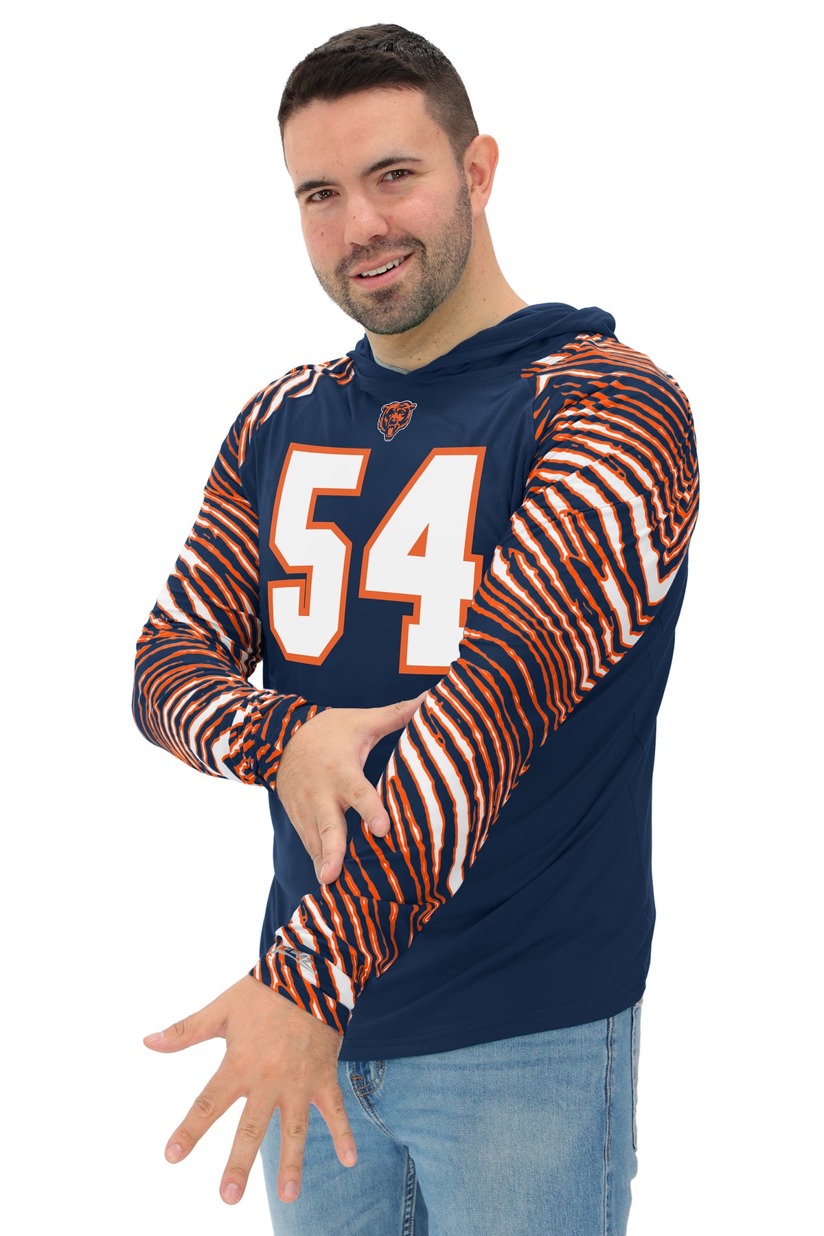 Zubaz NFL Legends Brian Urlacher Chicago Bears Men's Legends Zebra Lightweight Hooded Tee