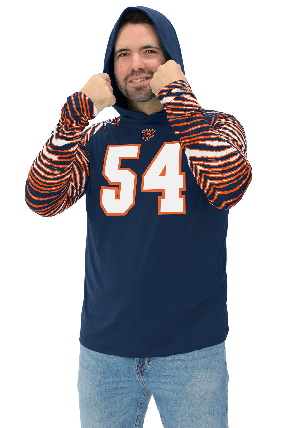 Zubaz NFL Legends Brian Urlacher Chicago Bears Men's Legends Zebra Lightweight Hooded Tee