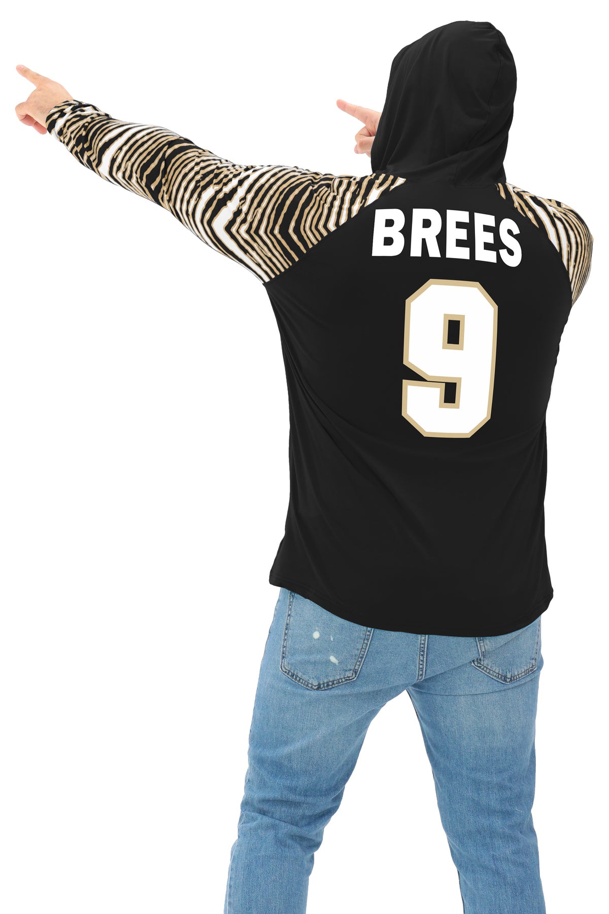 Zubaz NFL Legends Drew Brees New Orleans Saints Men's Legends Zebra Lightweight Hooded Tee