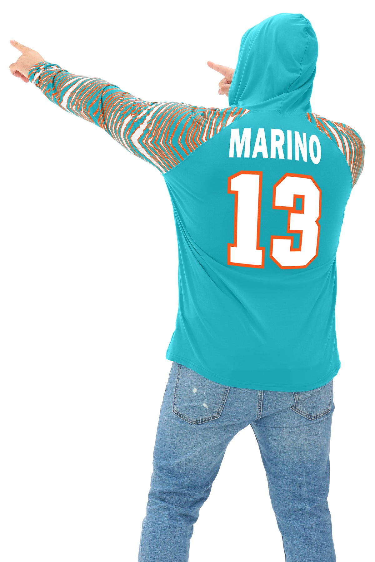 Zubaz NFL Legends Dan Marino Miami Dolphins Men's Legends Zebra Lightweight Hooded Tee