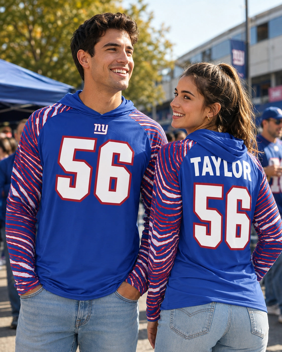 Zubaz NFL Legends Lawrence Taylor New York Giants Men's Legends Zebra Lightweight Hooded Tee