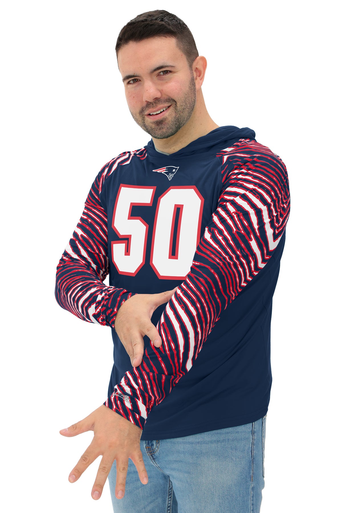 Zubaz NFL Legends Mike Vrabel New England Patriots Men's Legends Zebra Lightweight Hooded Tee