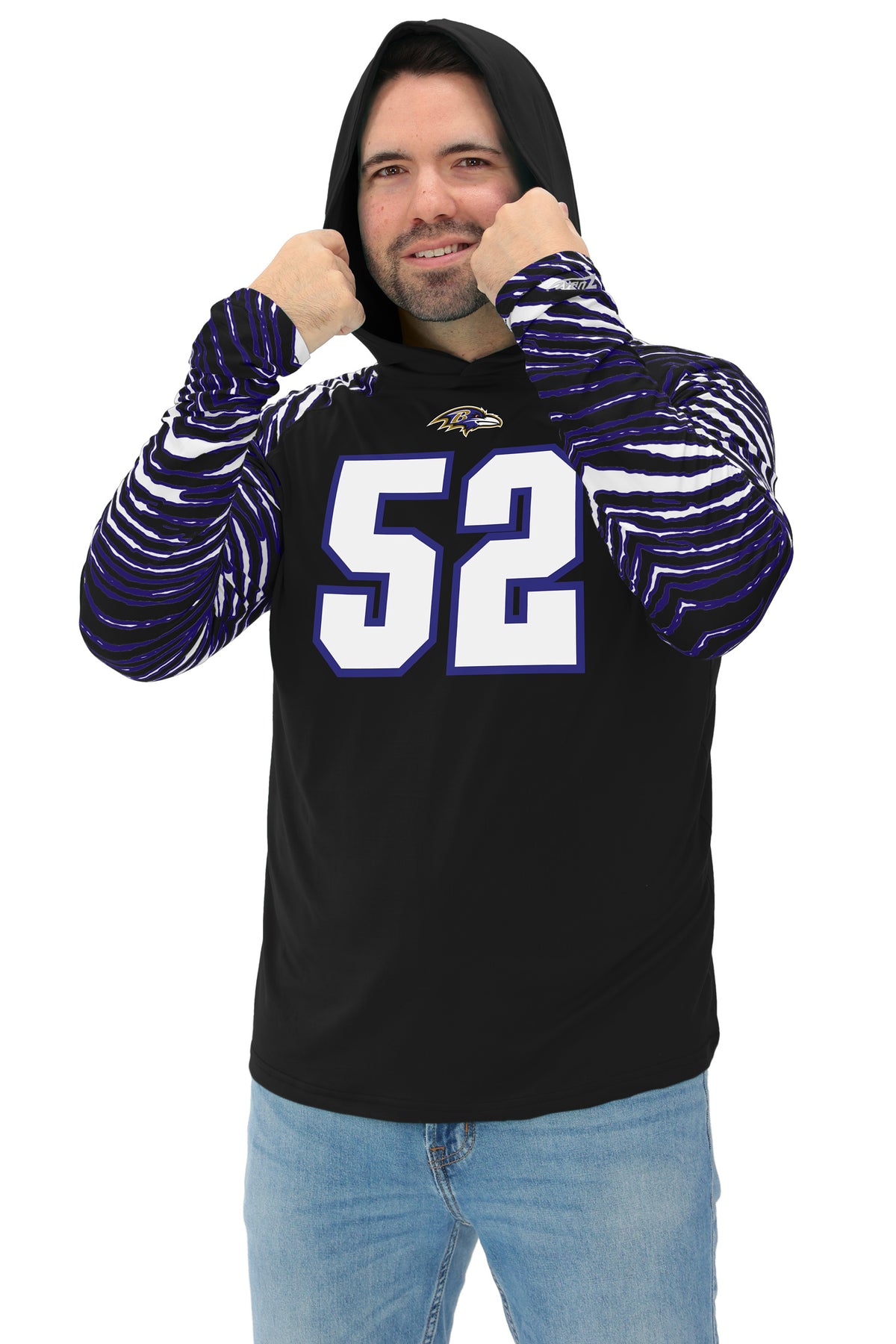 Zubaz NFL Legends Ray Lewis Baltimore Ravens Men's Legends Zebra Lightweight Hooded Tee
