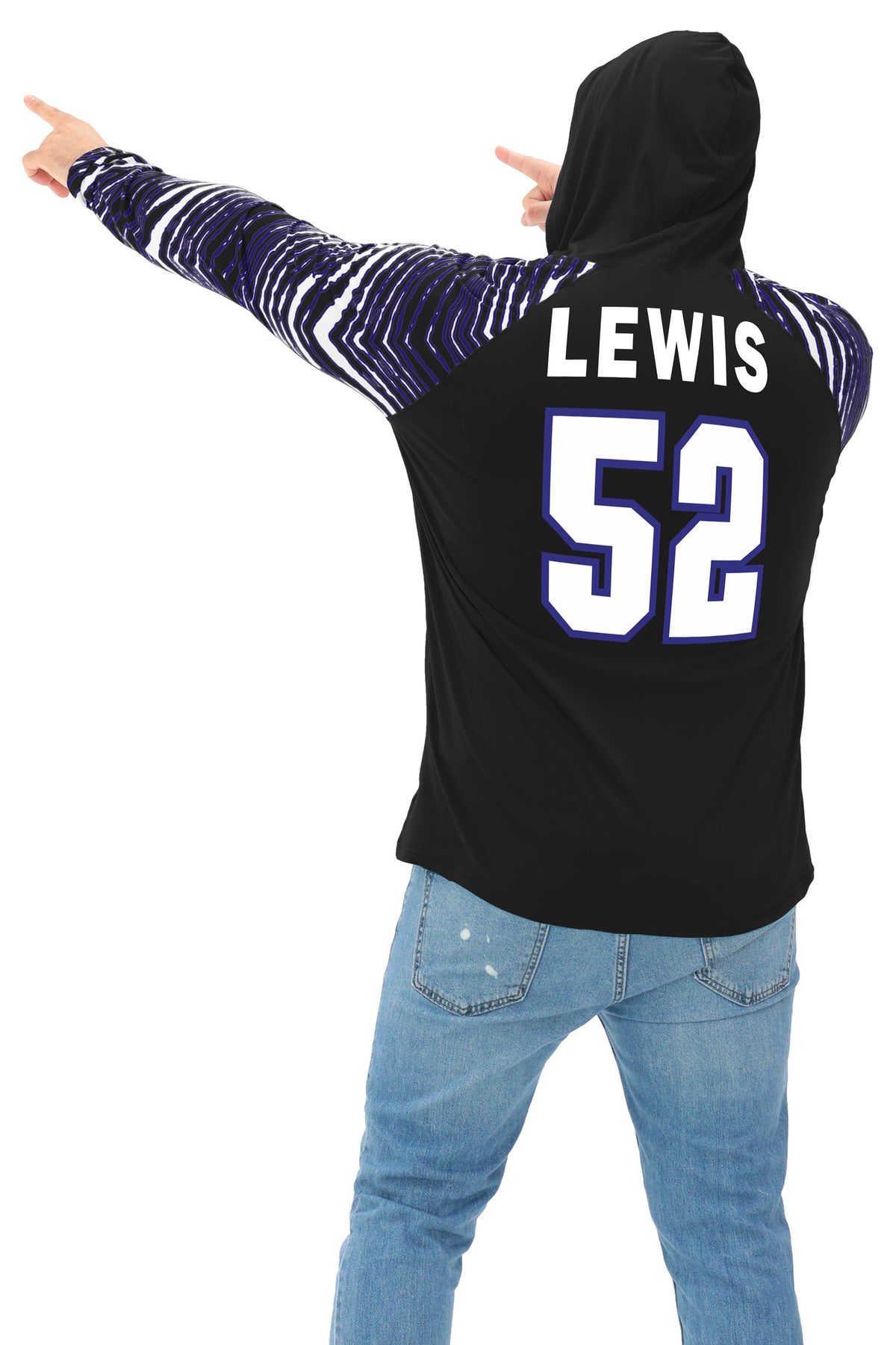 Zubaz NFL Legends Ray Lewis Baltimore Ravens Men's Legends Zebra Lightweight Hooded Tee