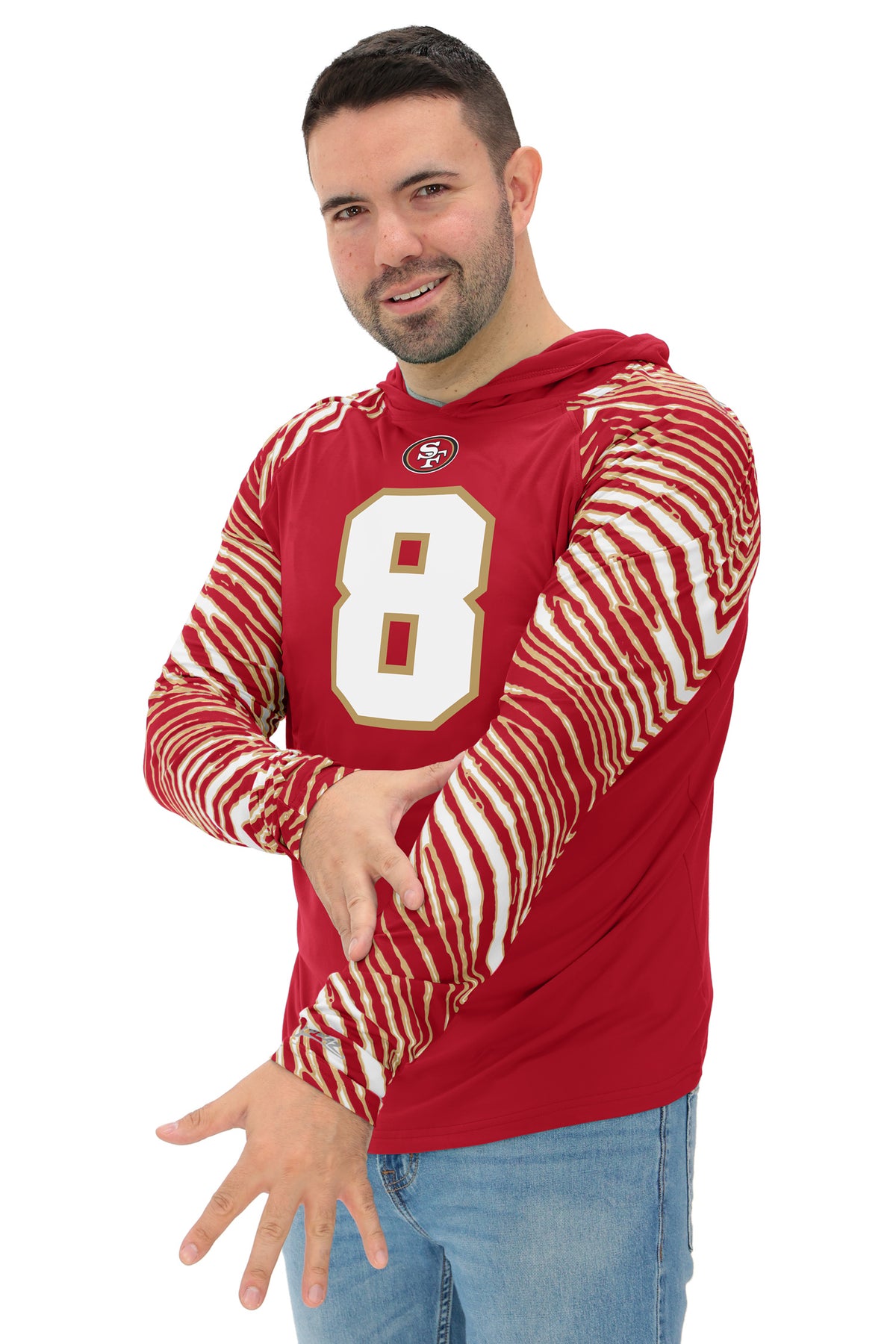Zubaz NFL Legends Steve Young San Francisco 49ers Men's Legends Zebra Lightweight Hooded Tee