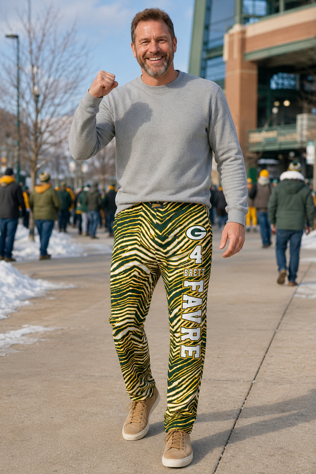 Zubaz NFL Legends Brett Favre Green Bay Packers Unisex Z88 Legends Zebra Pants