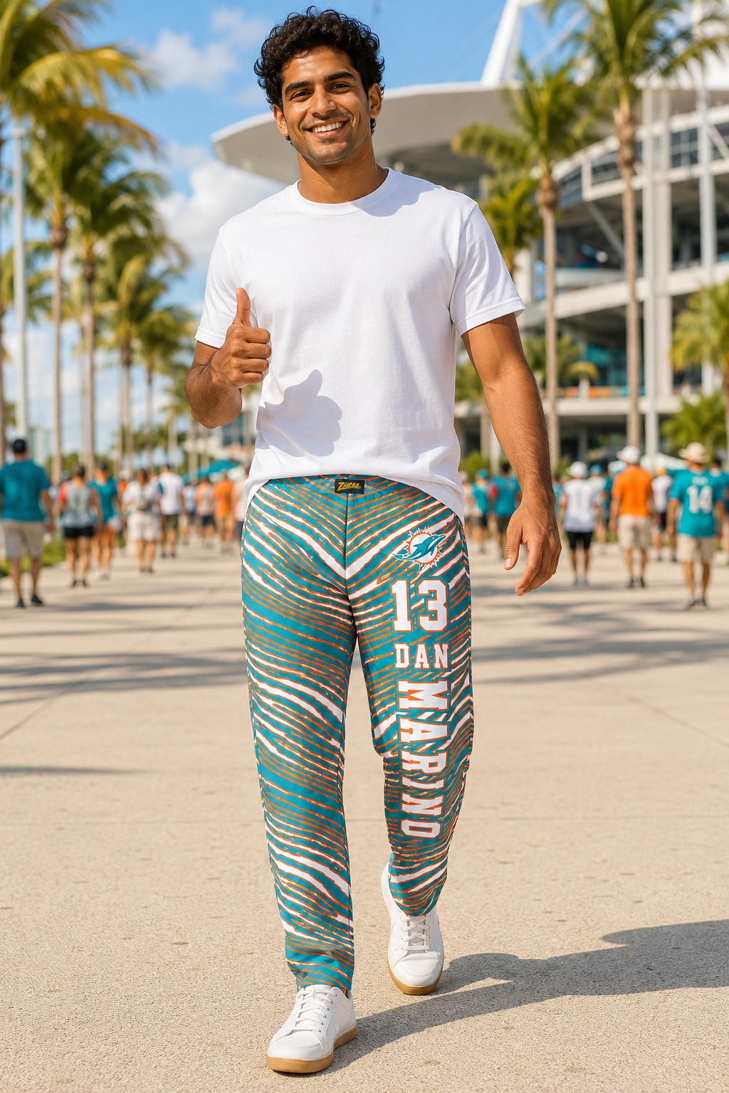 Zubaz NFL Legends Dan Marino Miami Dolphins Unisex Z88 Legends Zebra Pants