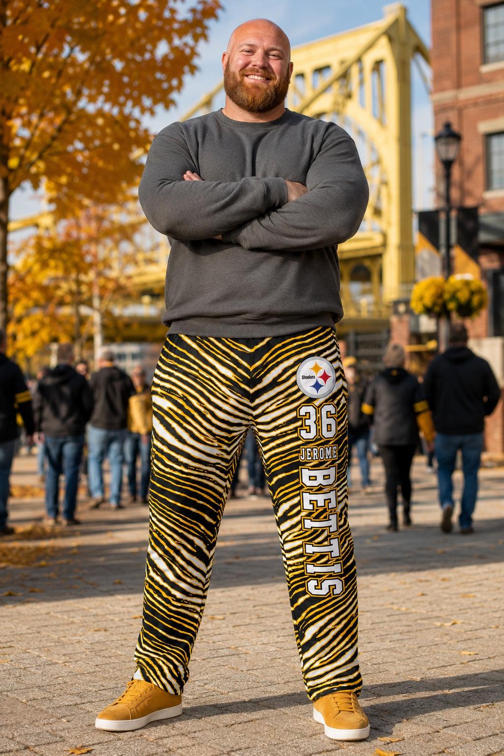 Zubaz NFL Legends Jerome Bettis Pittsburgh Steelers Unisex Z88 Legends Zebra Pants