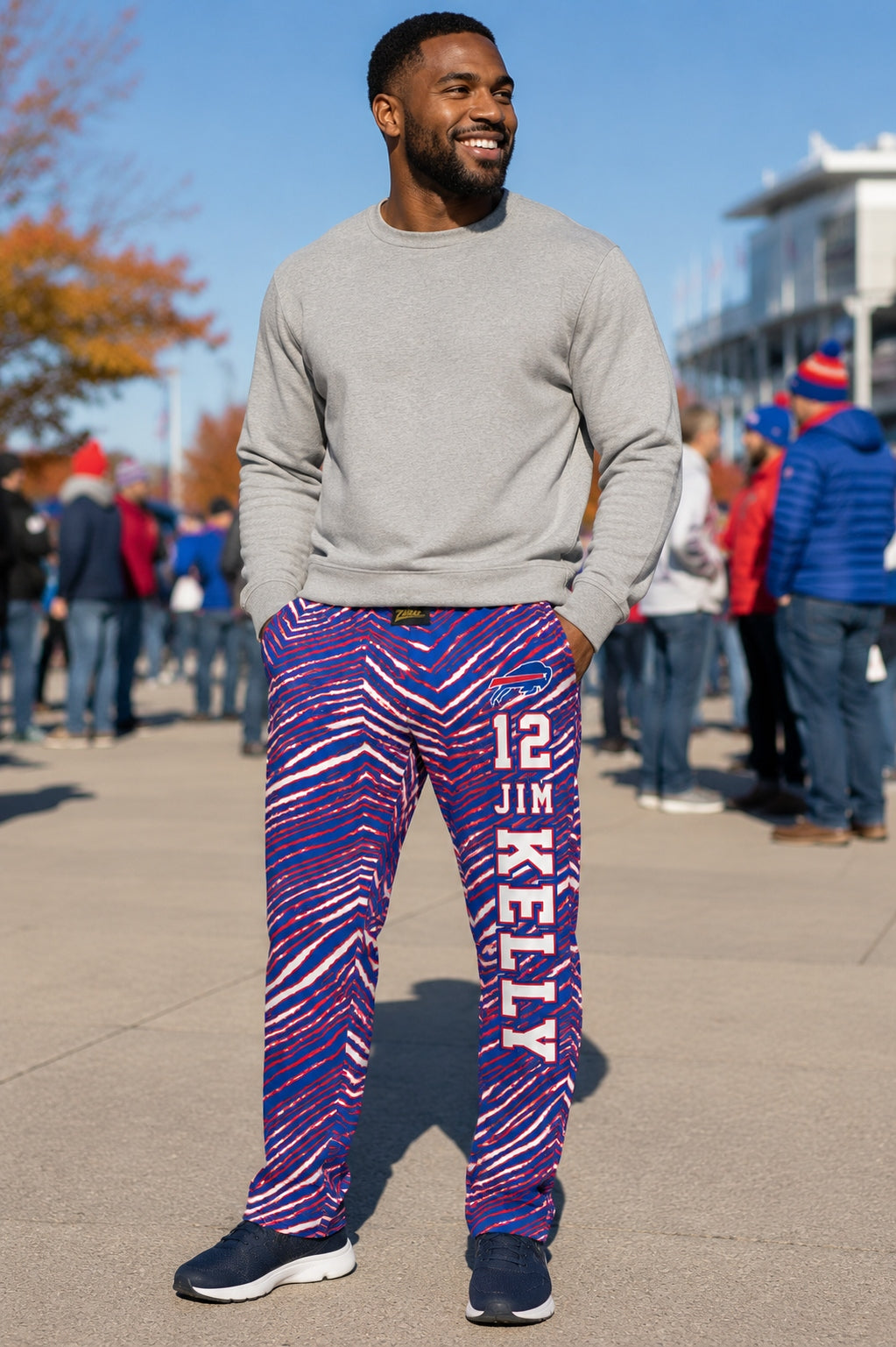 Zubaz NFL Legends Jim Kelly Buffalo Bills Unisex Z88 Legends Zebra Pants