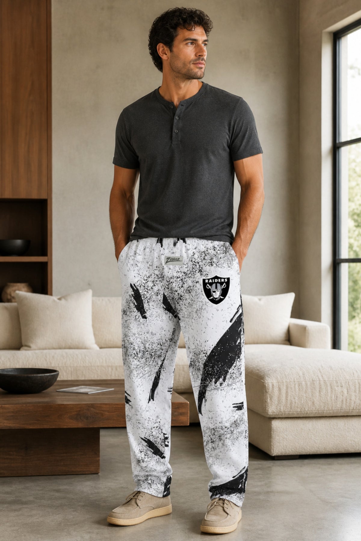 Zubaz NFL Las Vegas Raiders Adult Unisex 3 Color Confetti Z88 Screen Print Pants