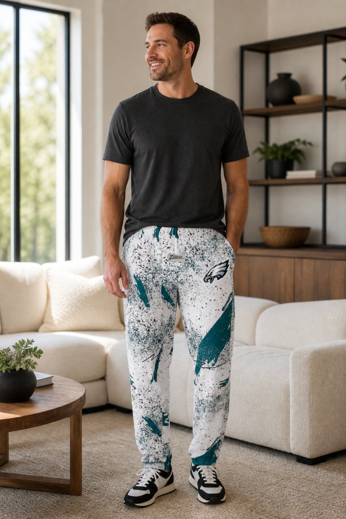 Zubaz NFL Philadelphia Eagles Adult Unisex 3 Color Confetti Z88 Screen Print Pants