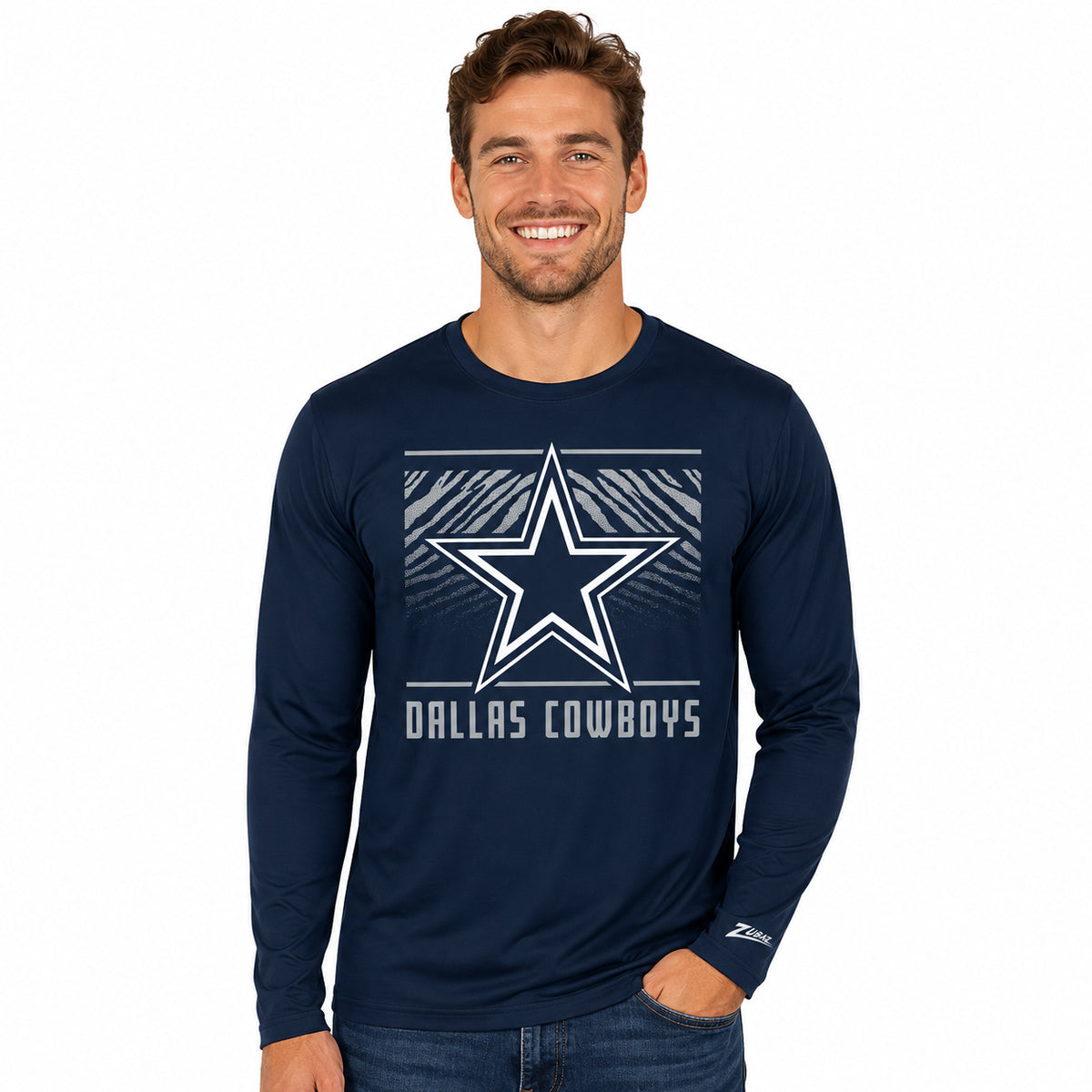 Zubaz NFL Dallas Cowboys Men's Team Color Tunnel Long-Sleeve T-Shirt