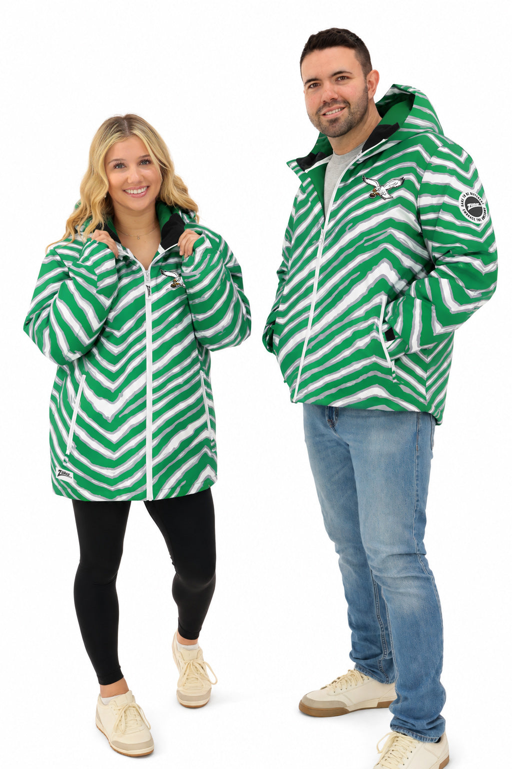 Zubaz NFL Men's Zebra Classic Team Color Bleacher Blazer Snow Jacket, Philadelphia Eagles