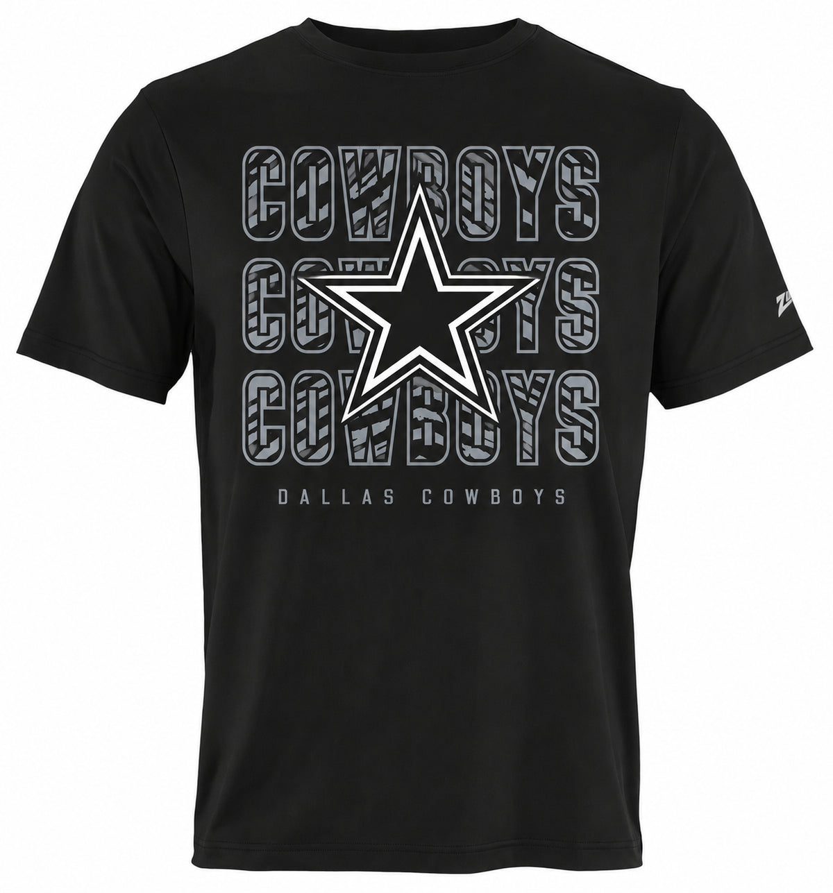 Zubaz NFL Men's Repeat Play Black Short Sleeve T-Shirt, Dallas Cowboys