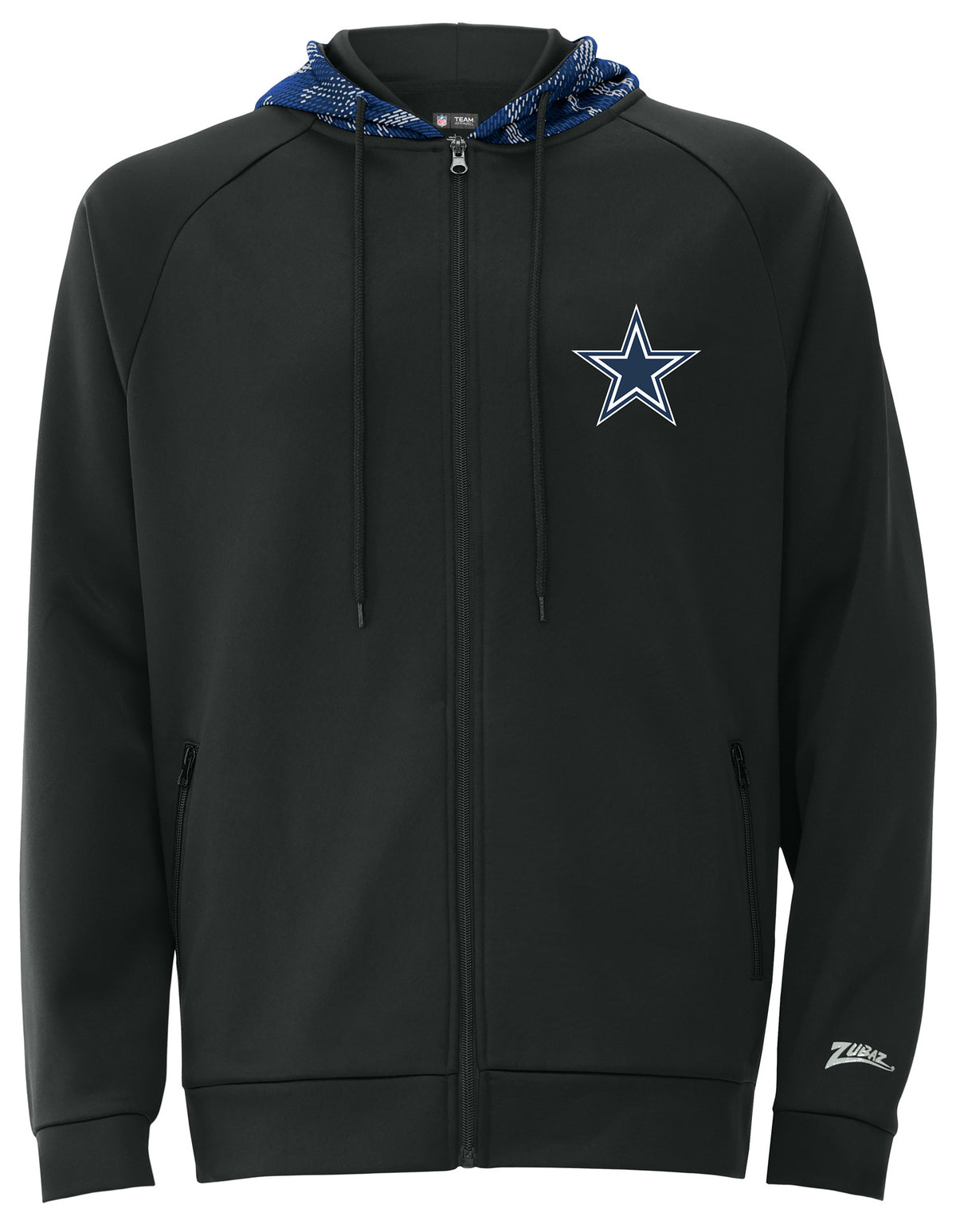 Zubaz NFL Dallas Cowboys Men's Viper Hood-Liner Raglan Full-Zip Hoodie
