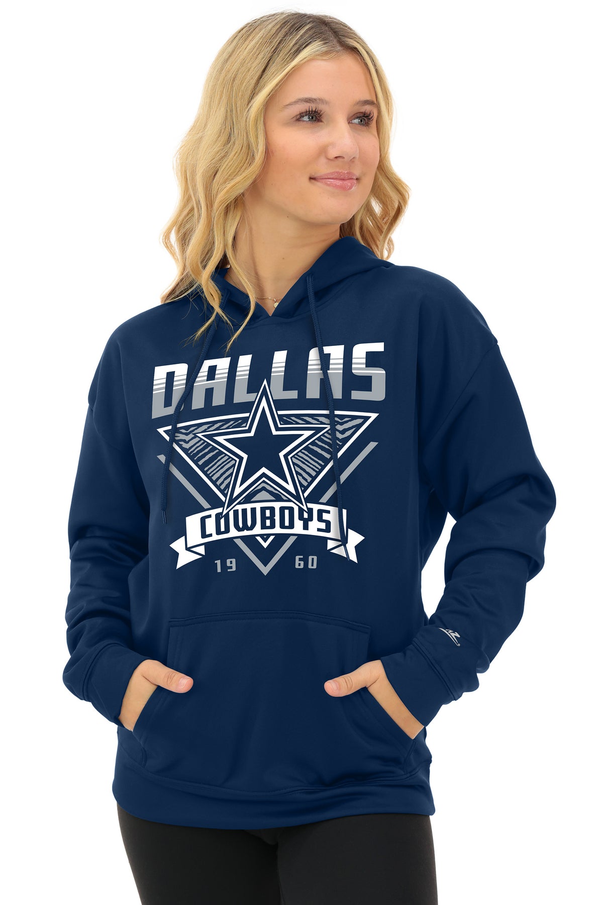 Zubaz NFL Dallas Cowboys Women's 2 Color Zebra Free Play Liner Hoodie