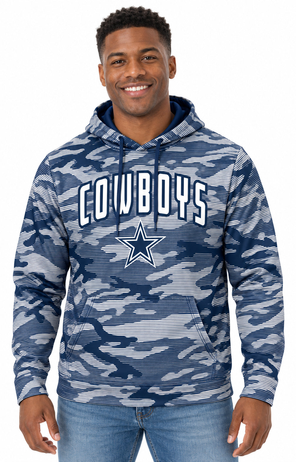 Zubaz NFL Dallas Cowboys Men's All-Over Camo Arch Hoodie