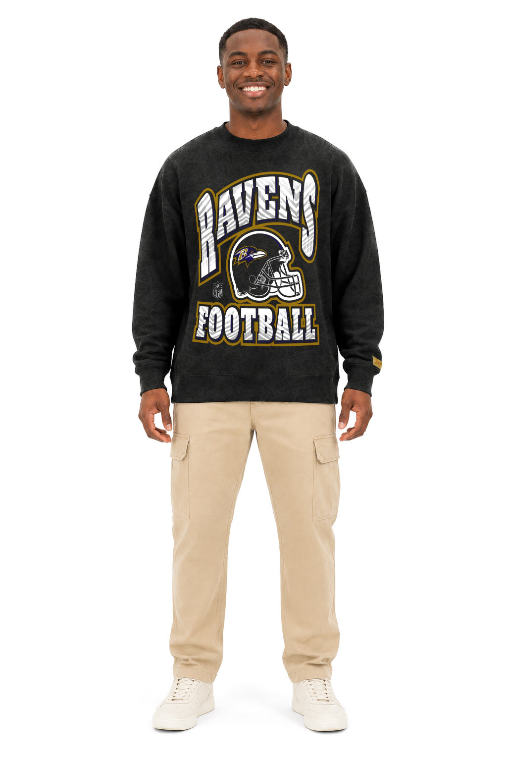 Zubaz NFL Baltimore Ravens Adult Unisex 90s Vintage All Pro Crewneck Sweatshirt
