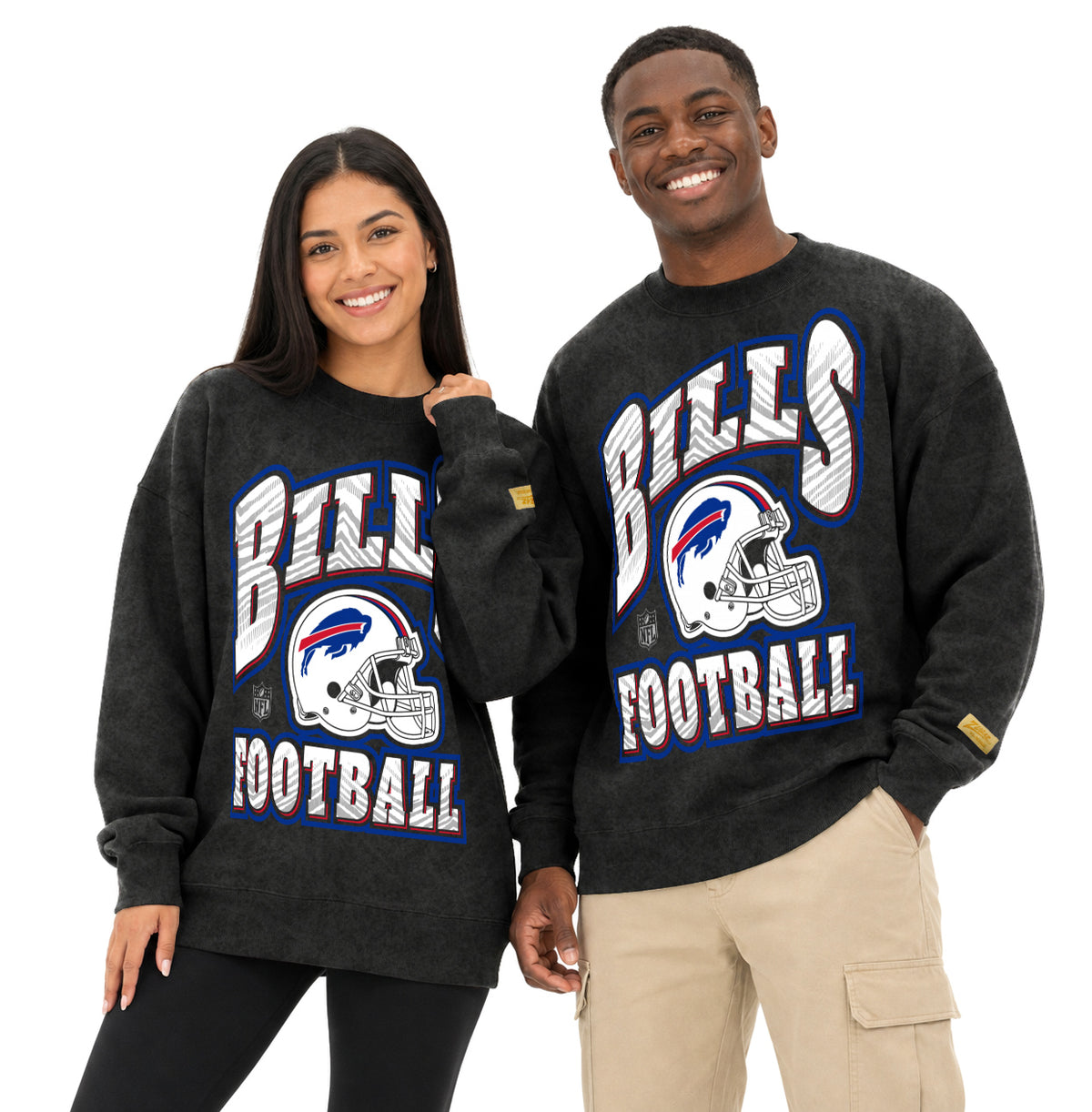 Zubaz NFL Buffalo Bills Adult Unisex 90s Vintage All Pro Crewneck Sweatshirt