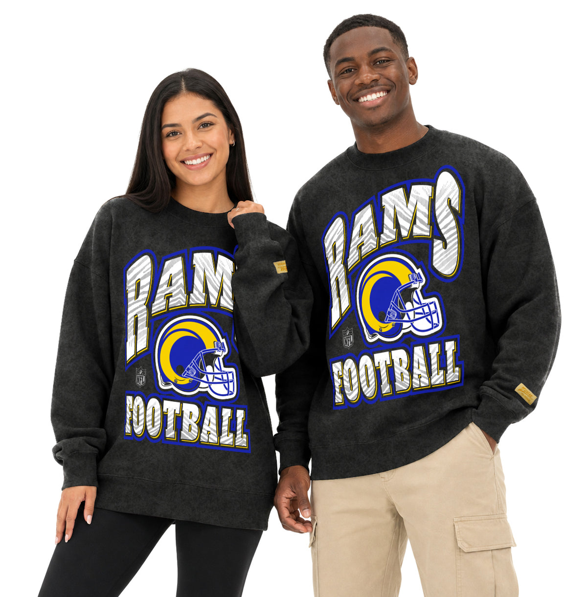 Zubaz NFL Los Angeles Rams Adult Unisex 90s Vintage All Pro Crewneck Sweatshirt