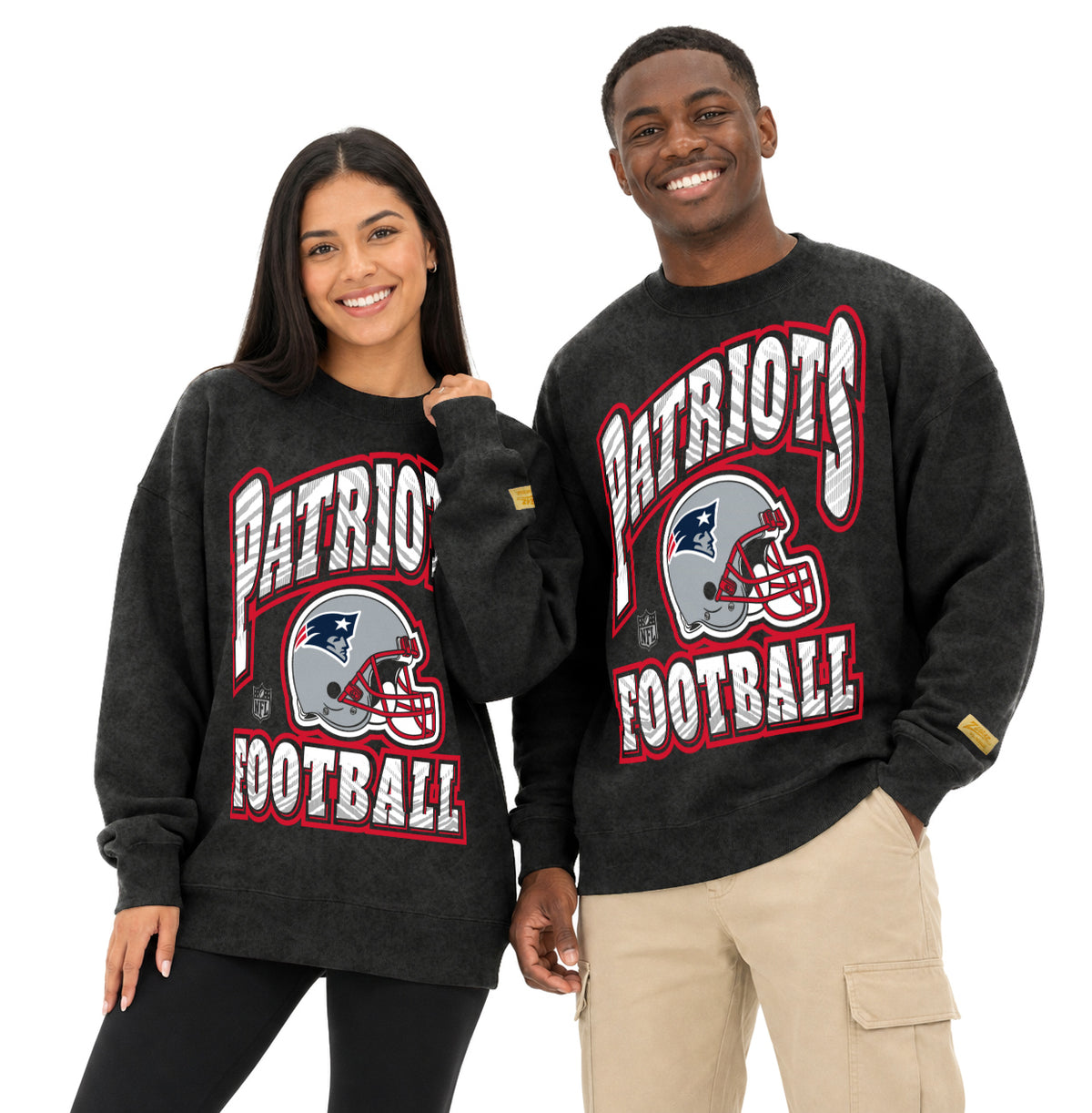 Zubaz NFL New England Patriots Adult Unisex 90s Vintage All Pro Crewneck Sweatshirt
