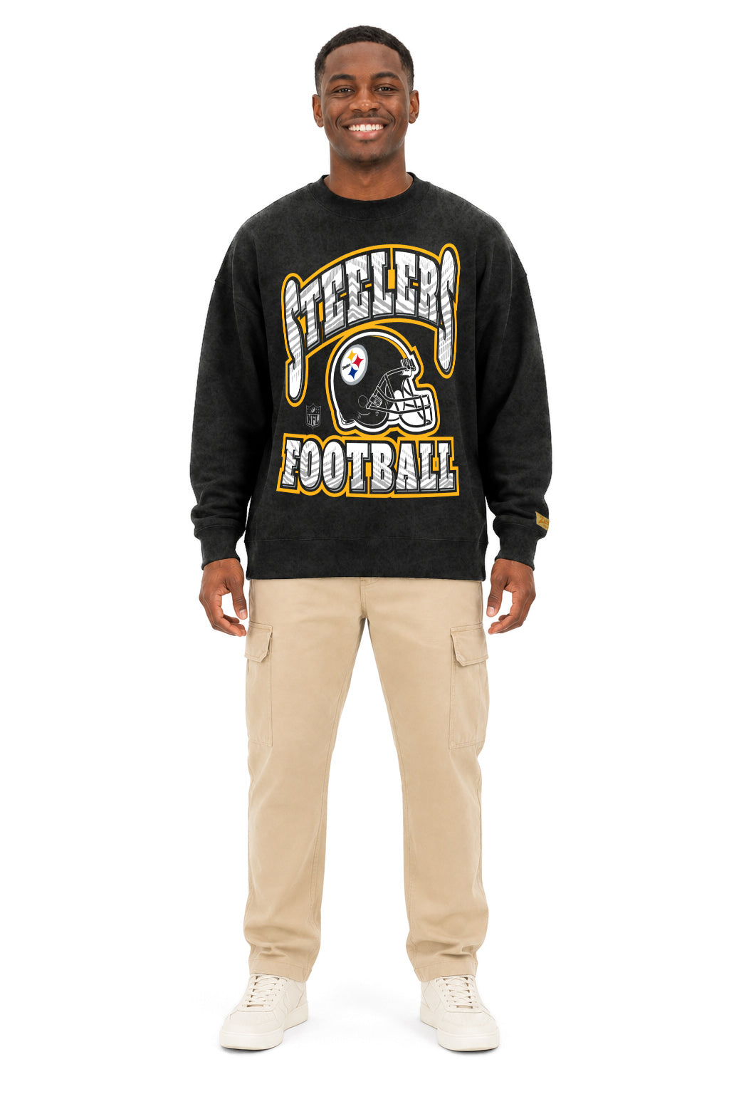 Zubaz NFL Pittsburgh Steelers Adult Unisex 90s Vintage All Pro Crewneck Sweatshirt