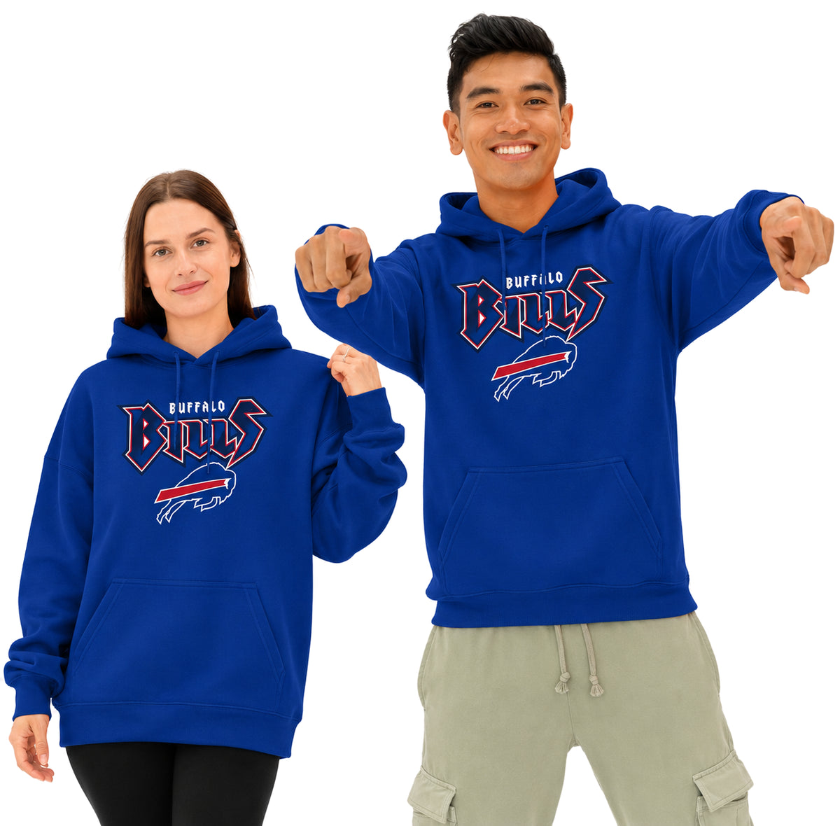 Zubaz NFL Men's & Women's 90s Heavy Metal Graphic Hoodie, Buffalo Bills