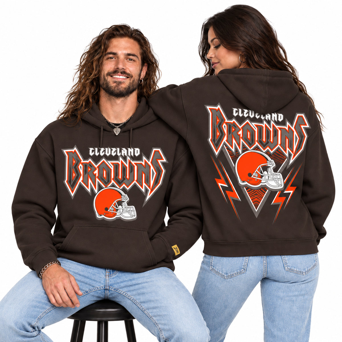 Zubaz NFL Men's & Women's 90s Heavy Metal Hoodie, Cleveland Browns