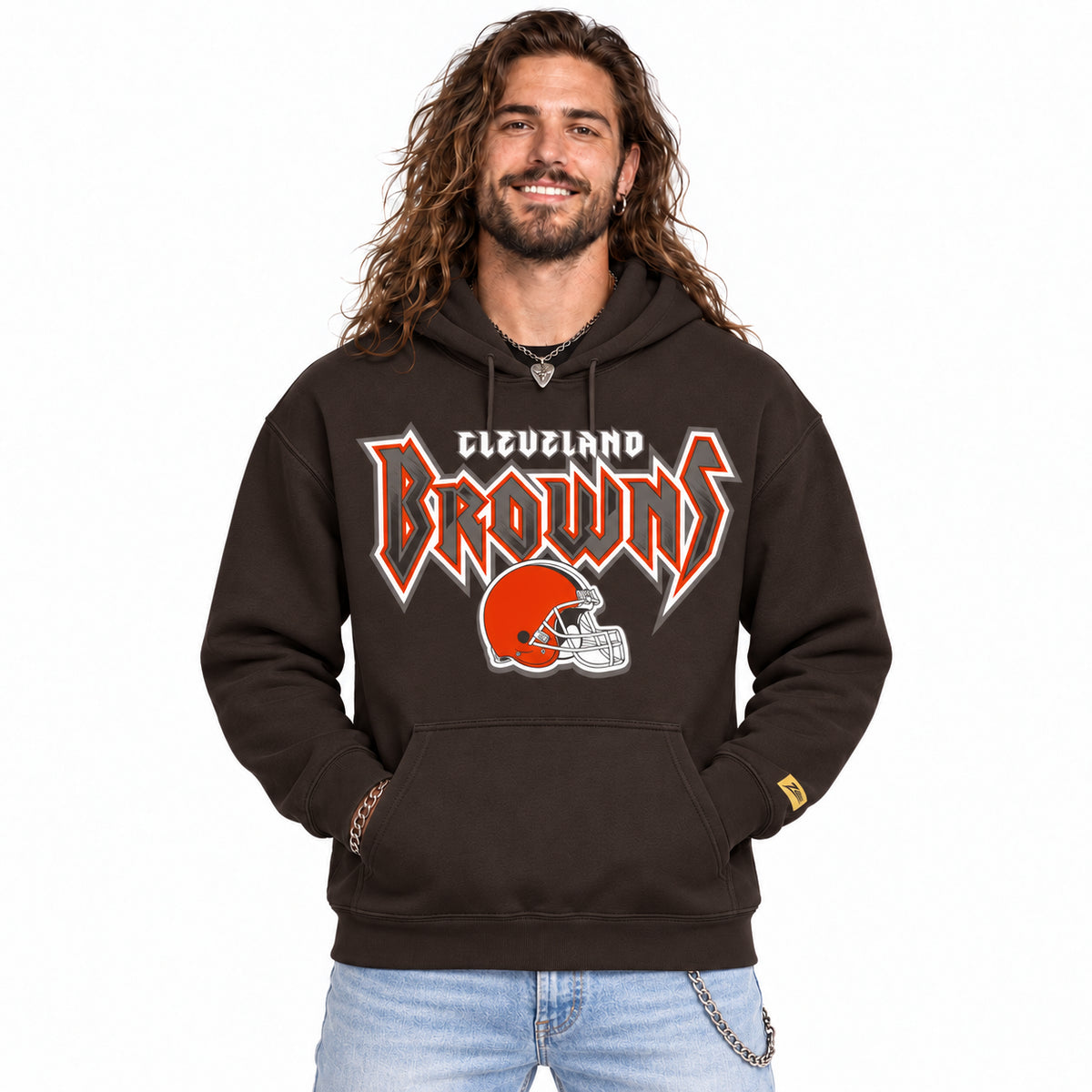 Zubaz NFL Men's & Women's 90s Heavy Metal Hoodie, Cleveland Browns
