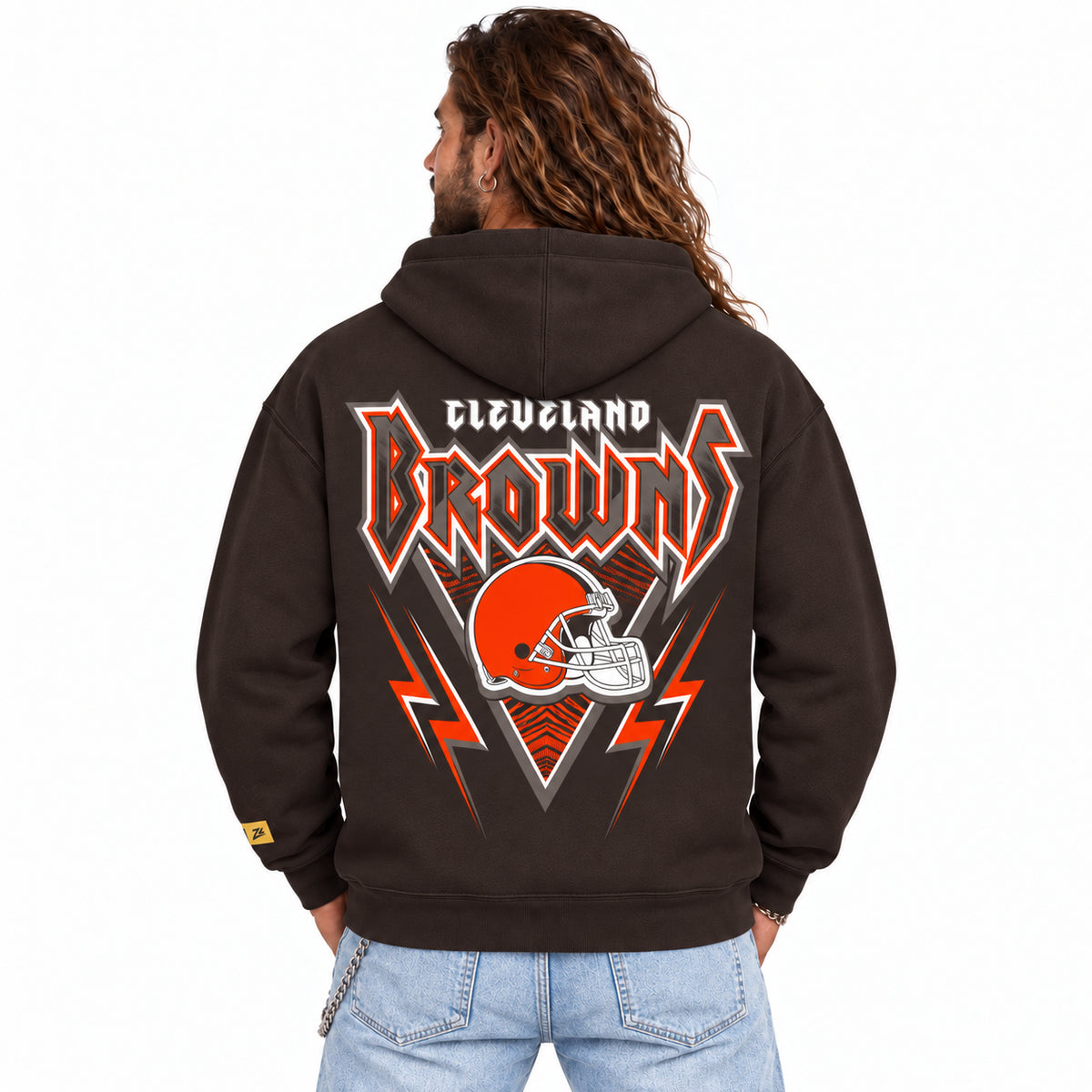 Zubaz NFL Men's & Women's 90s Heavy Metal Hoodie, Cleveland Browns