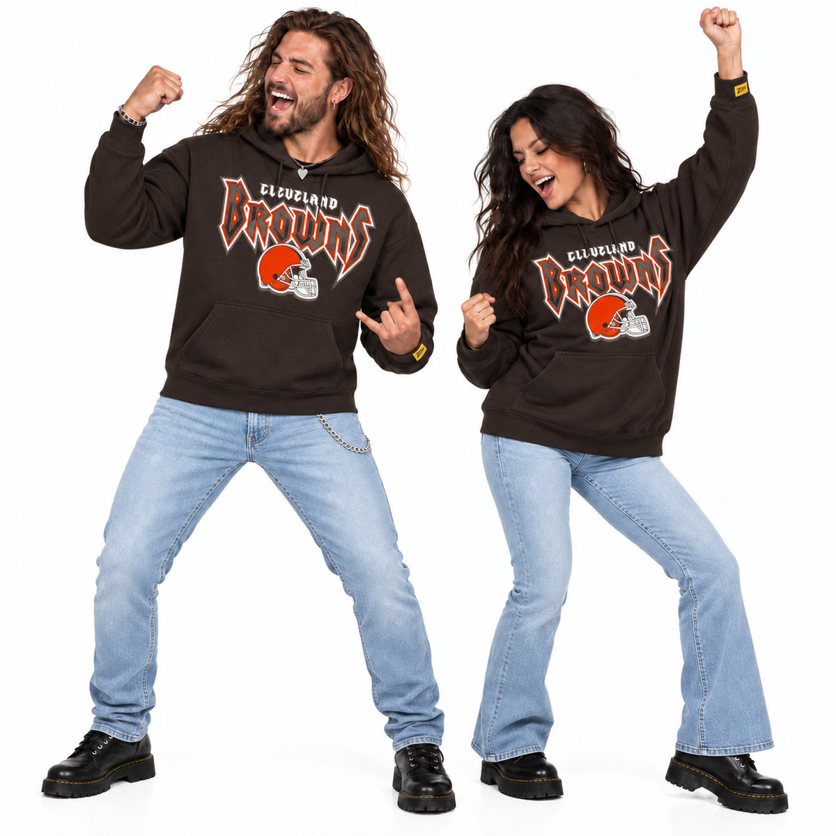 Zubaz NFL Men's & Women's 90s Heavy Metal Hoodie, Cleveland Browns