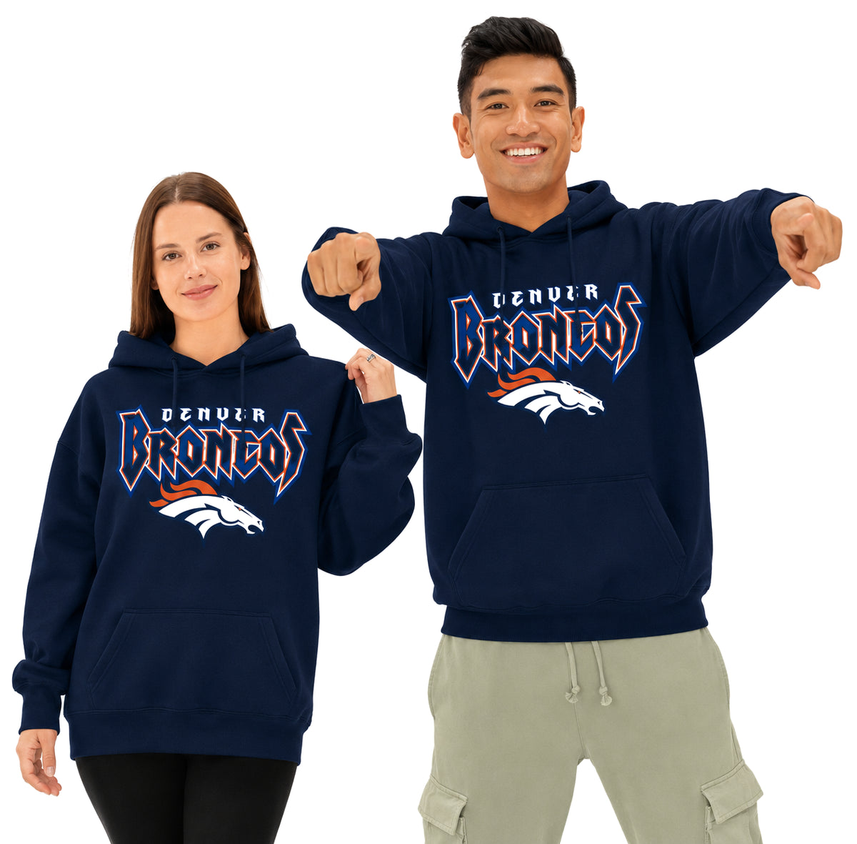 Zubaz NFL Denver Broncos Unisex 90s Vintage Heavy Metal Hoodie