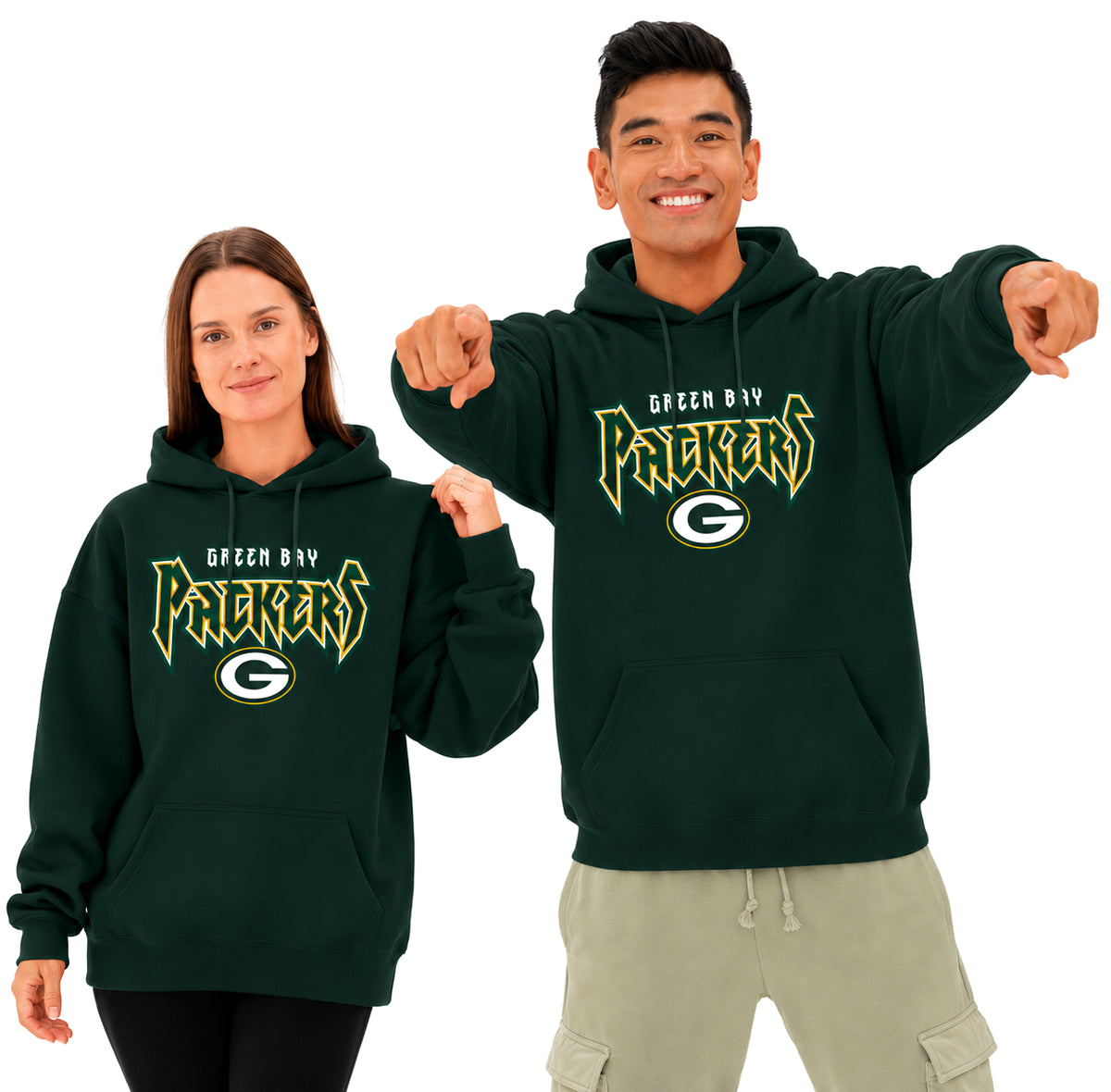 Zubaz NFL Men's & Women's 90s Heavy Metal Hoodie, Green Bay Packers