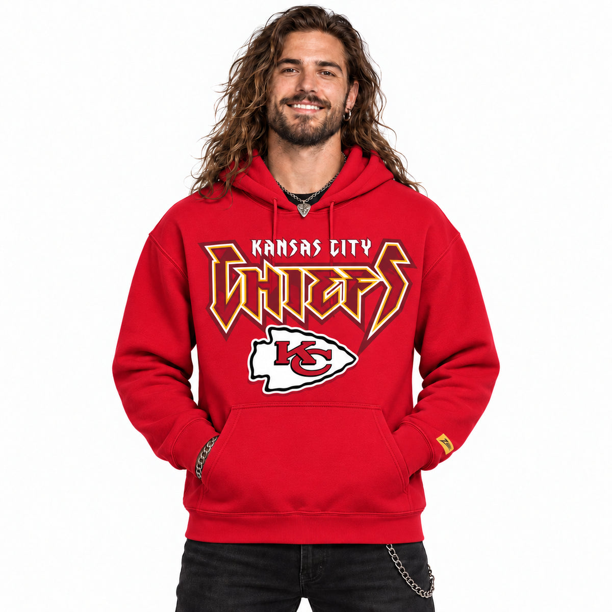 Zubaz NFL Men's & Women's 90s Heavy Metal Hoodie, Kansas City Chiefs