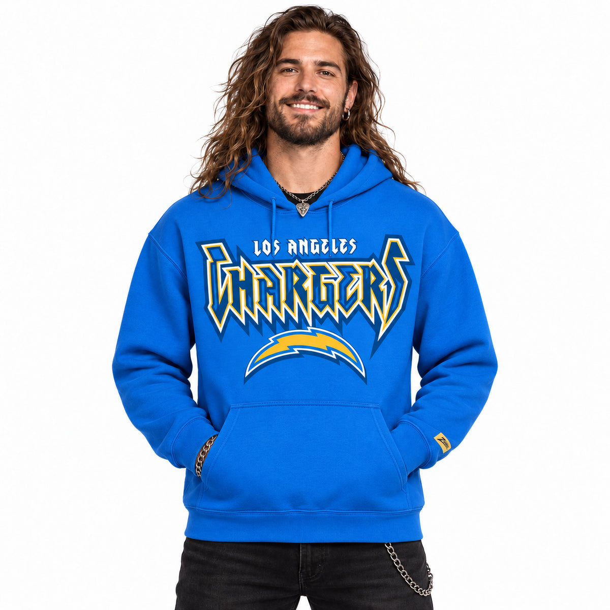 Zubaz NFL Men's & Women's 90s Heavy Metal Hoodie, Los Angeles Chargers