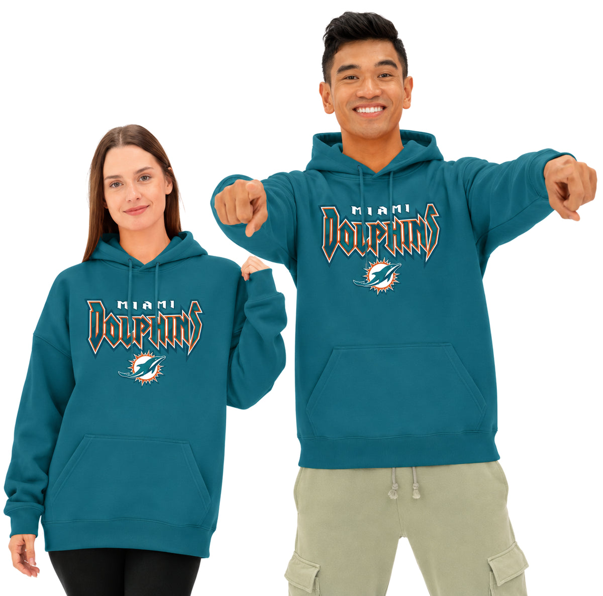 Zubaz NFL Men's & Women's 90s Heavy Metal Hoodie, Miami Dolphins